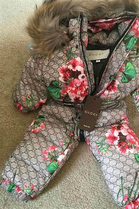 gucci baby floral snowsuit|Outerwear and Jackets for Baby Girl .